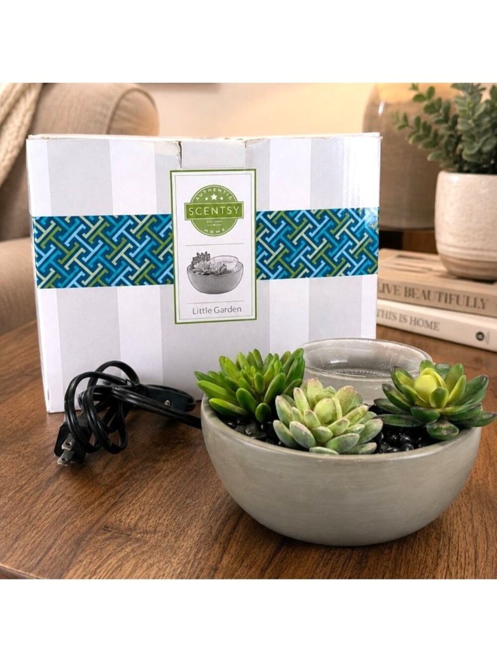 Scentsy Little Garden Warmer Wax Scents - Base, Dish, Artificial Plants & Rocks